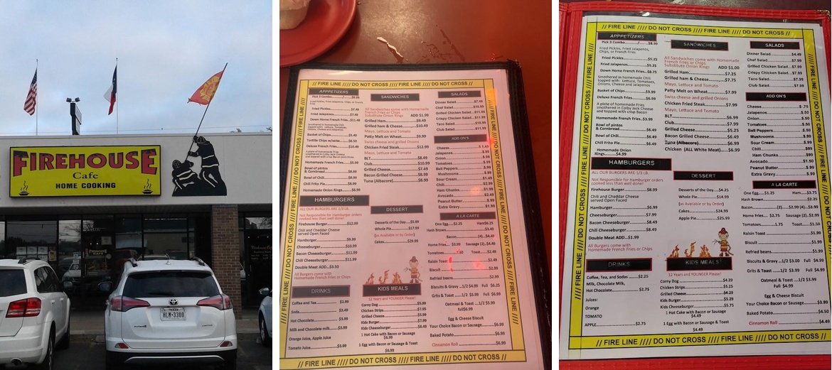 Firehouse Cafe Menu
